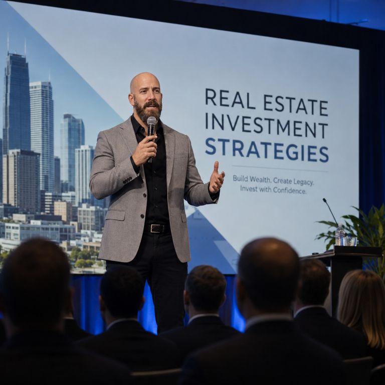 Michael Ligon onstage teaching opportunities in real estate