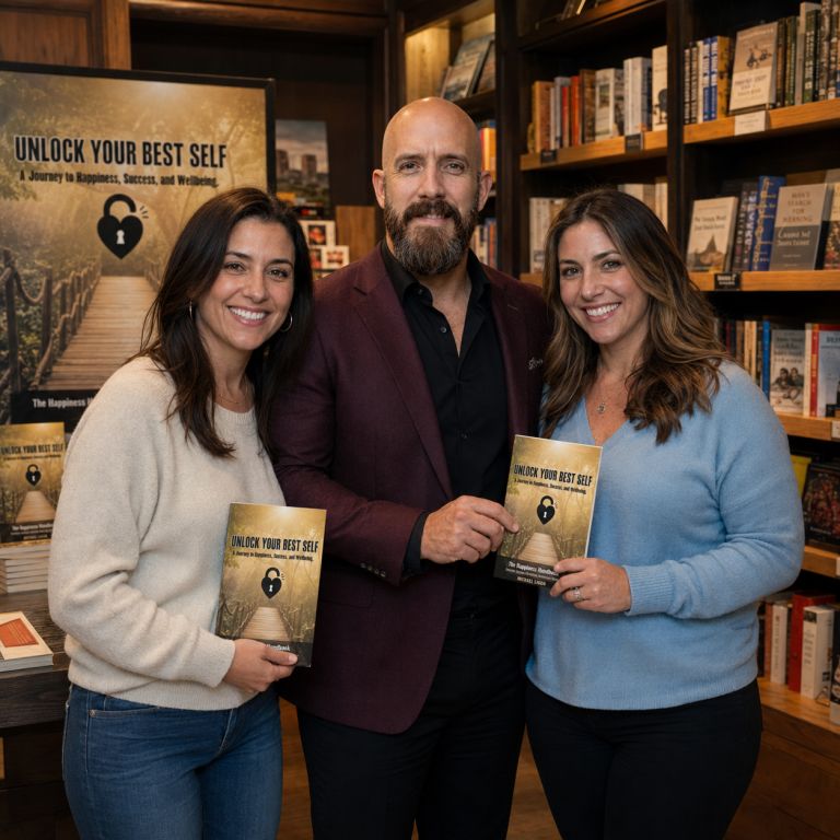 Michael Ligon at a book signing for Unlocking Your Best Self with readers