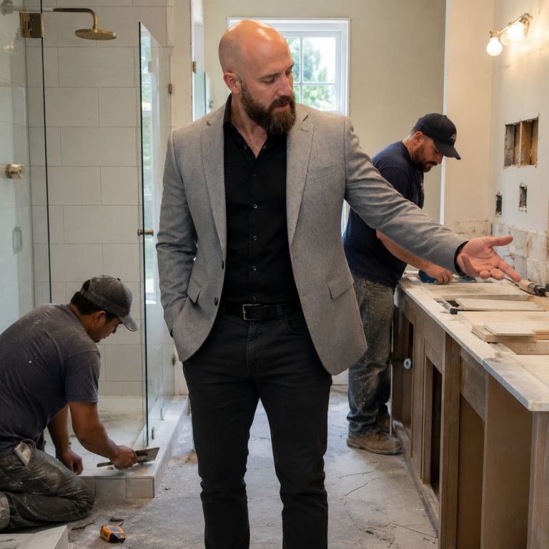 Michael Ligon reviewing bathroom remodel scope for a value add property