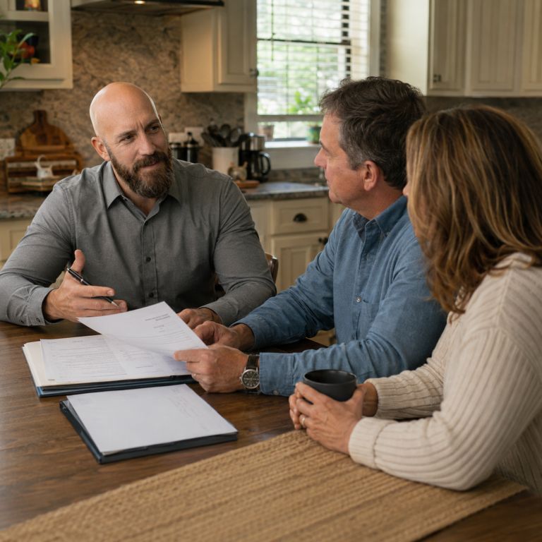 Michael Ligon helping a family review options for an inherited home