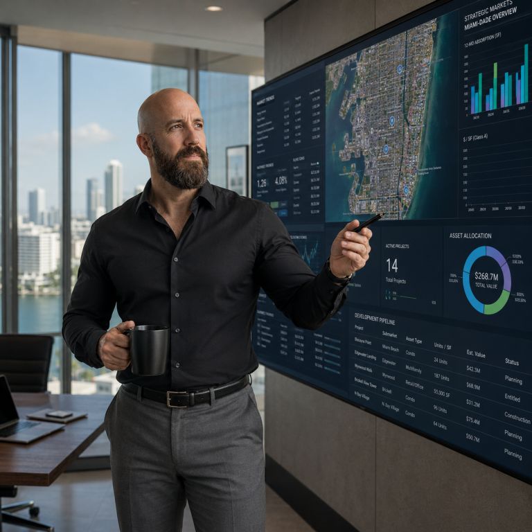 Michael Ligon reviewing business turnaround strategy with market data behind him