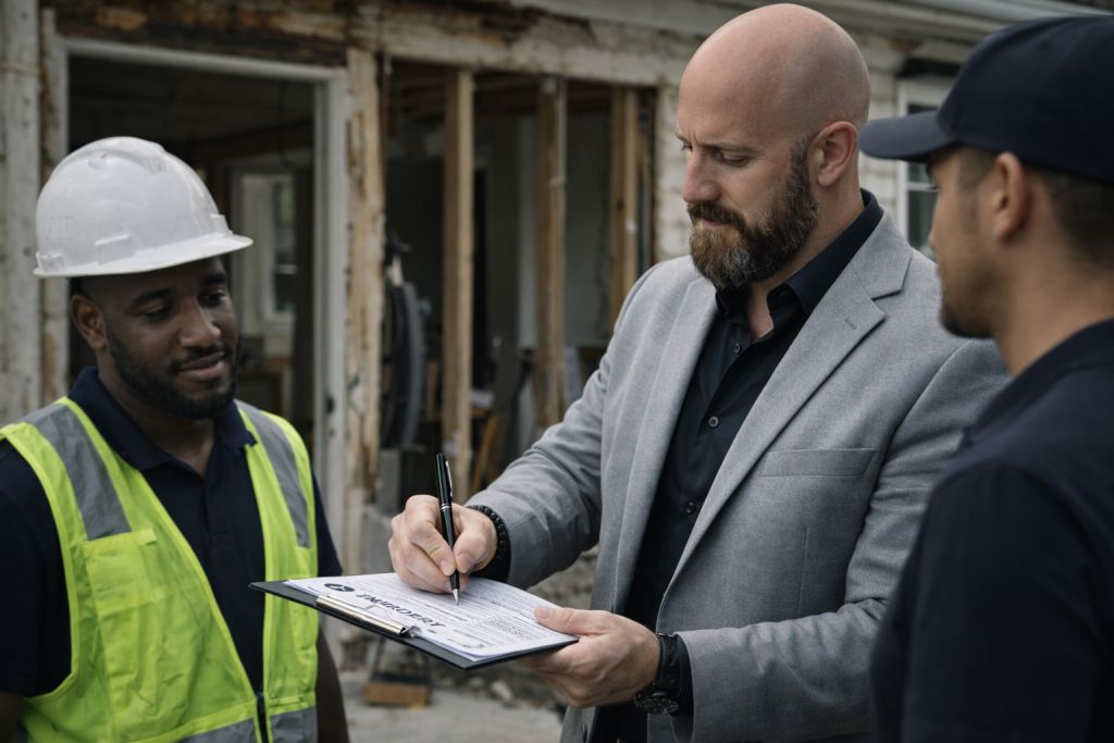Michael Ligon reviewing a Florida real estate investment opportunity onsite